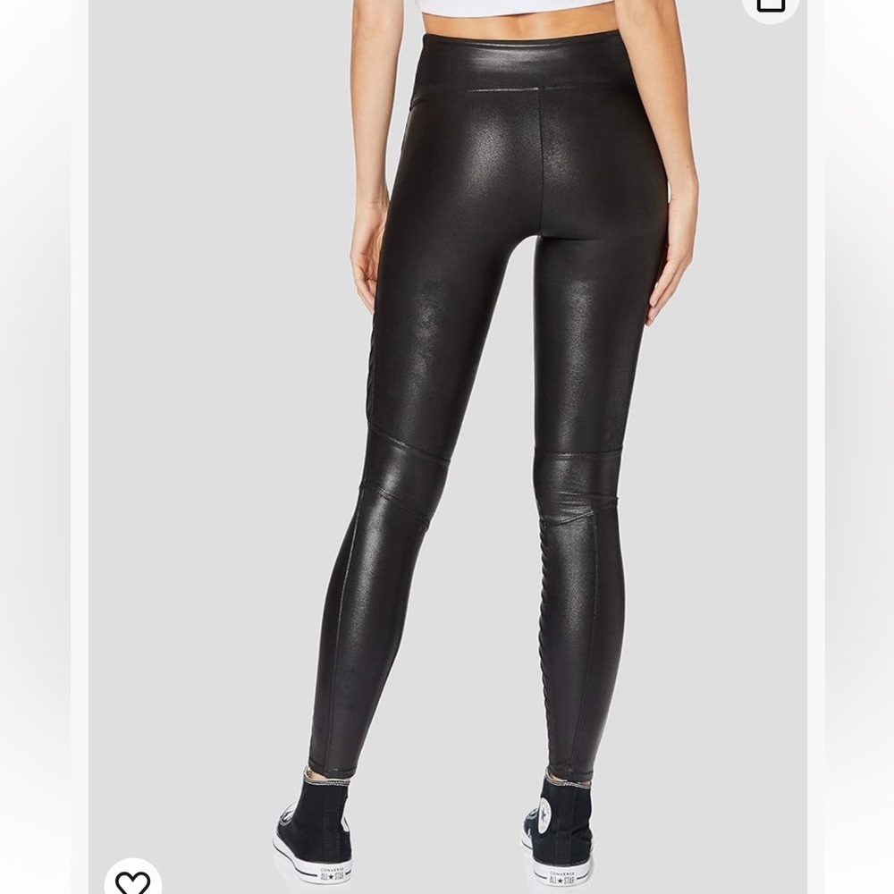 Spanx Faux Leather Tummy Shaping Moto Leggings Sz S - Picture 5 of 16